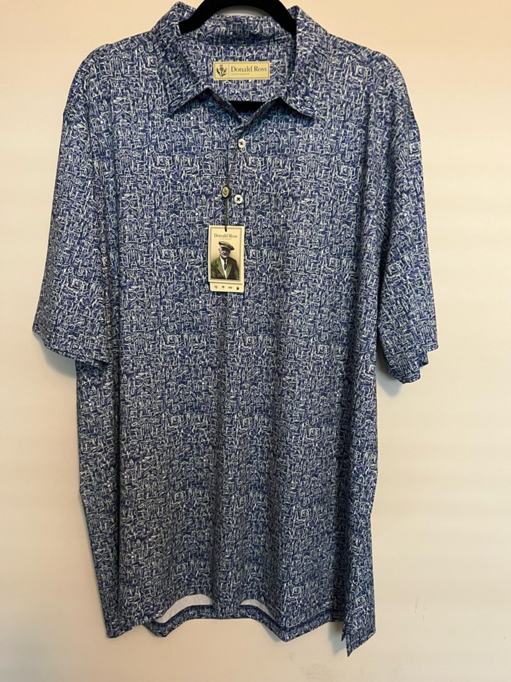 Donald Ross Golf Polo Shirt Navy Multicolor NWT Size L‎
